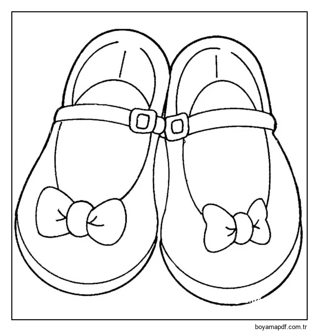Küçük bir kız için pembe ayakkabılar. Boyama Sayfası