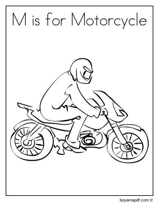 M Motosiklet Içindir Boyama Sayfası