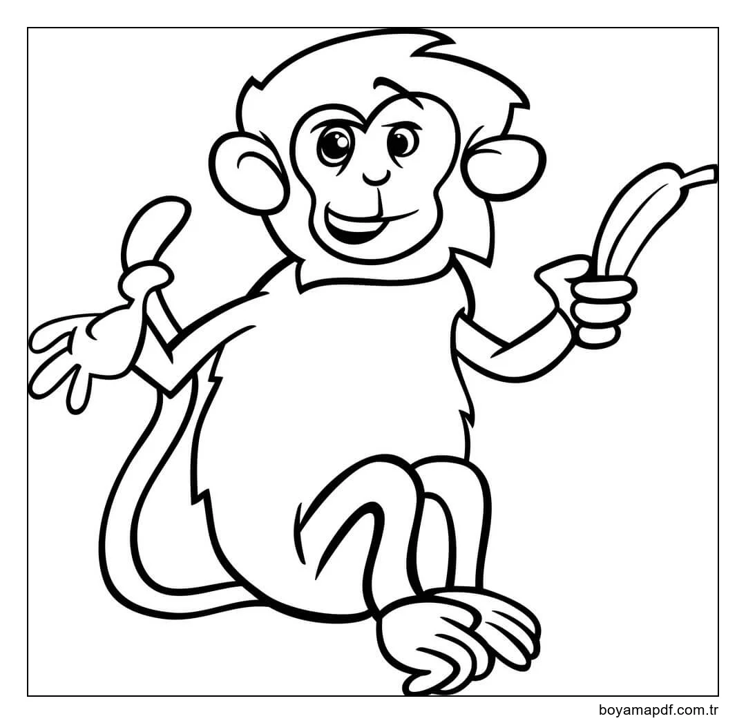 Macaco Segurando Banana Boyama Sayfası