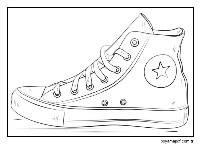 Modaya uygun tasarıma sahip modern spor ayakkabı Boyama Sayfası