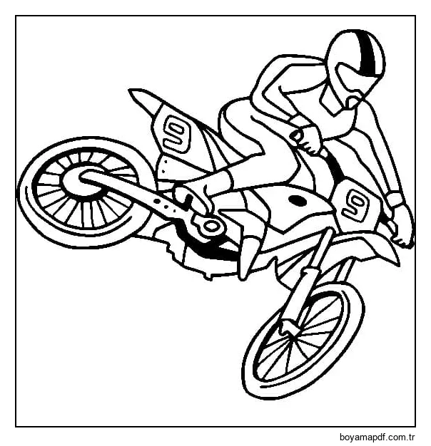 Motokros Kir Bisikleti Sürmek Boyama Sayfası