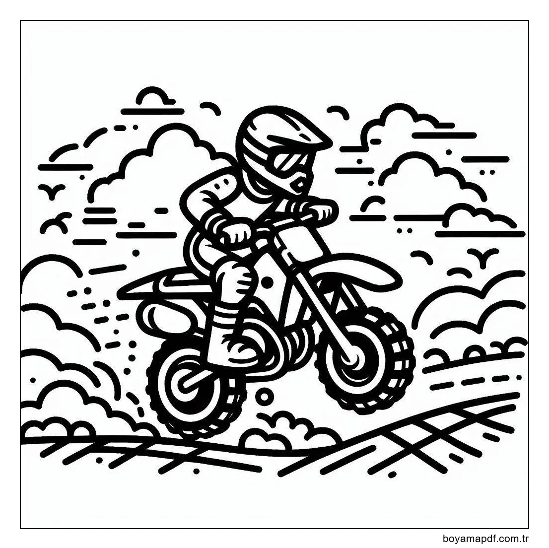 Motokros sürmek Boyama Sayfası