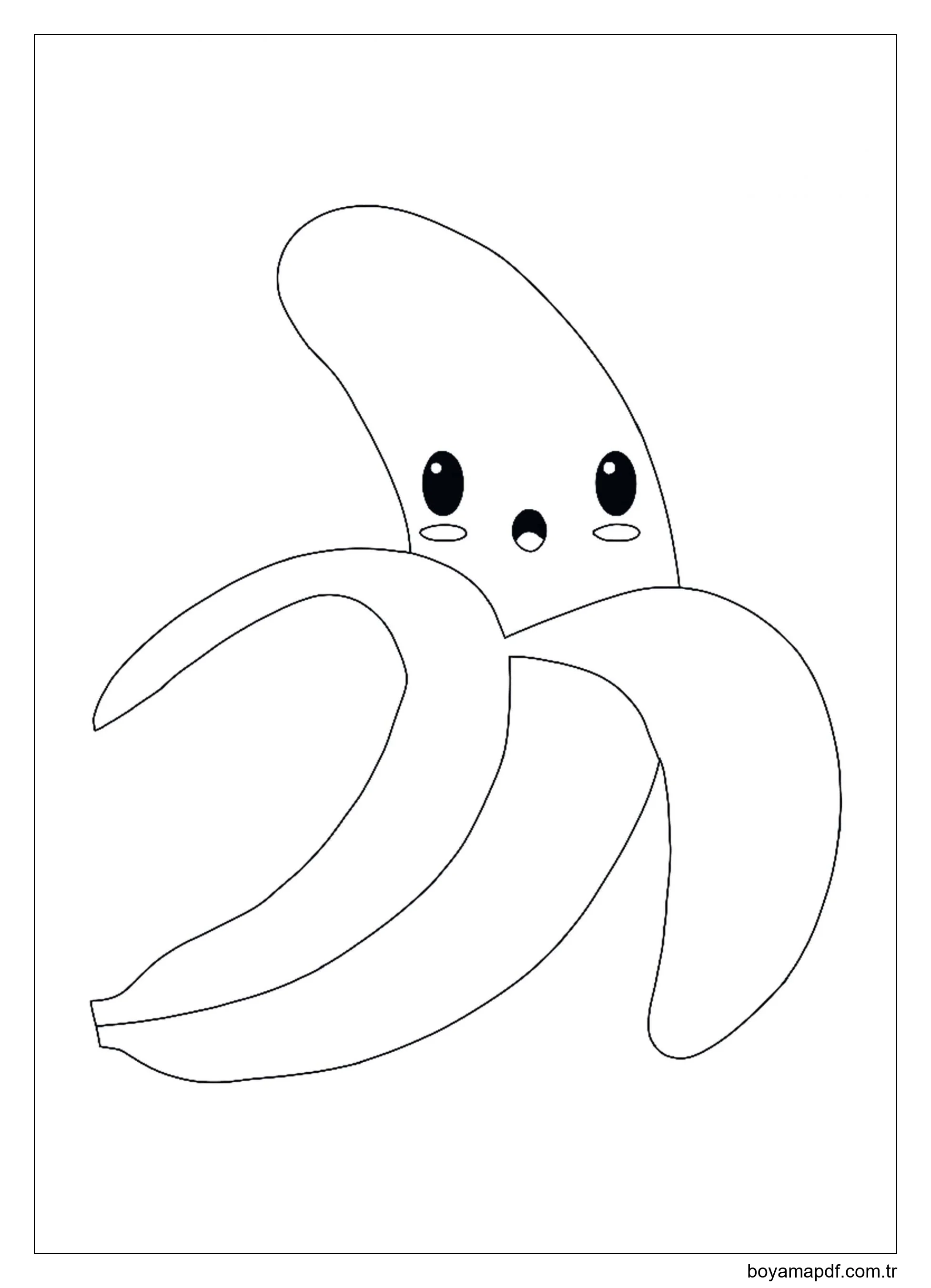 Muz Kawaii Boyama Sayfası