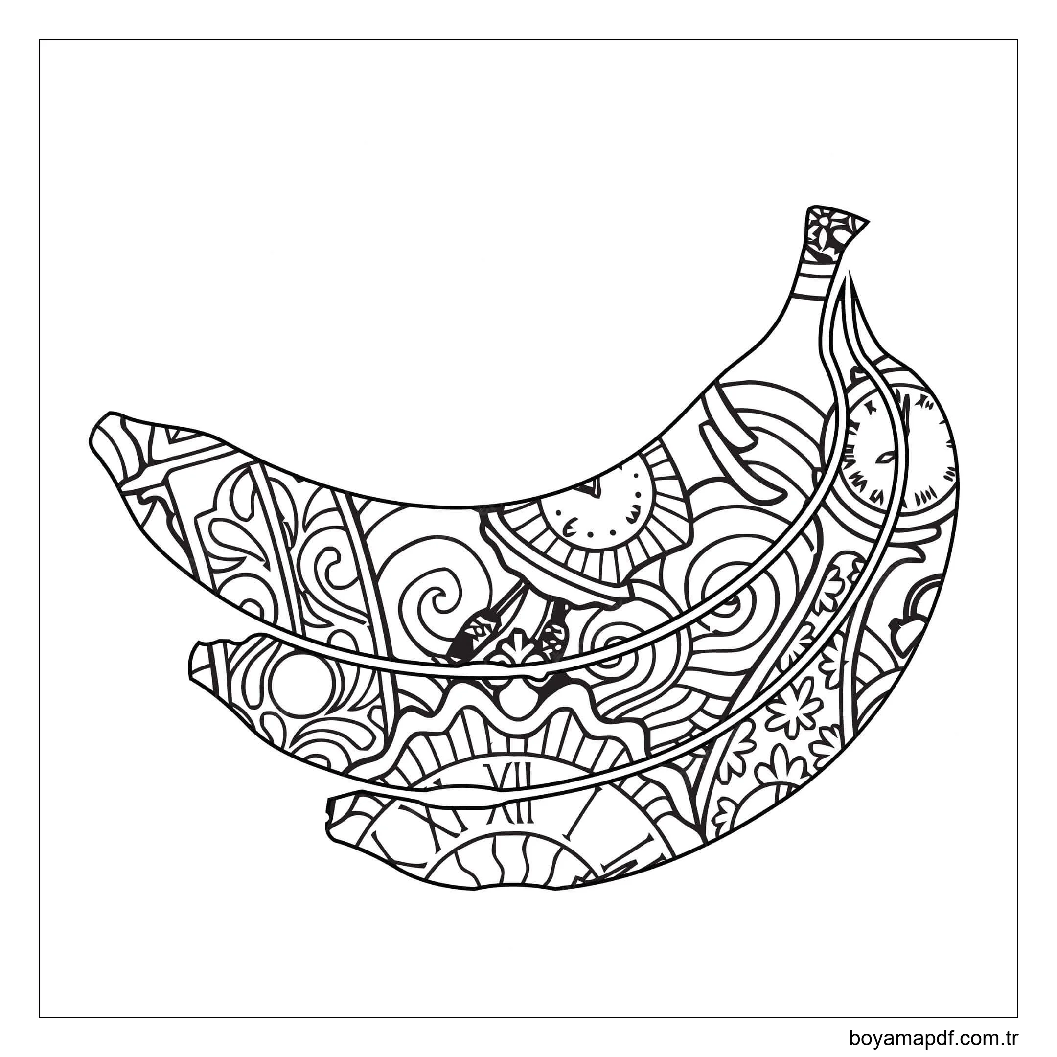 Muz Mandala Boyama Sayfası