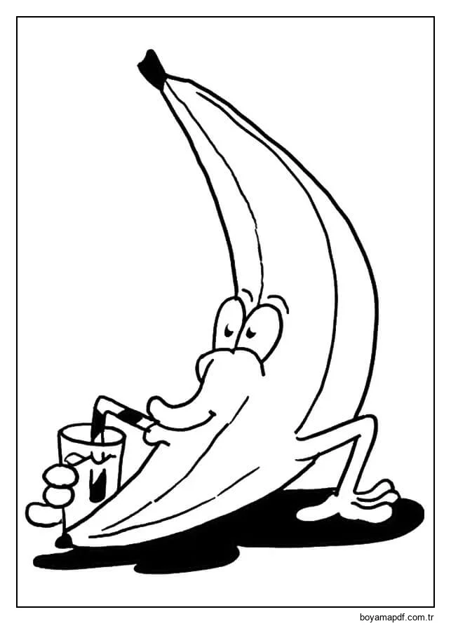 Muz su Içer Boyama Sayfası
