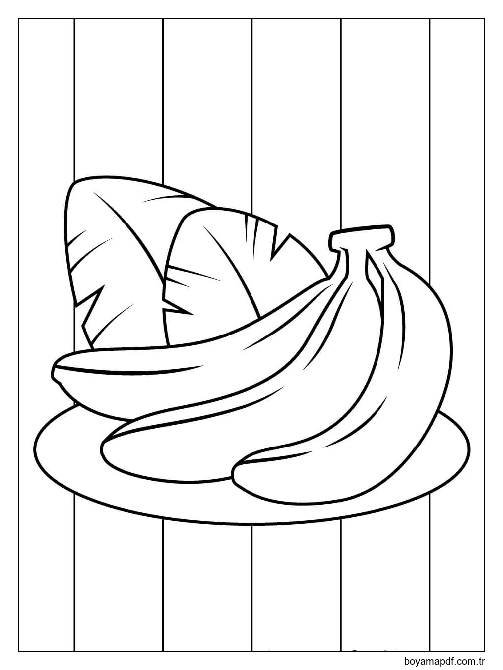 Muz ve Yaprak Tabağı Boyama Sayfası
