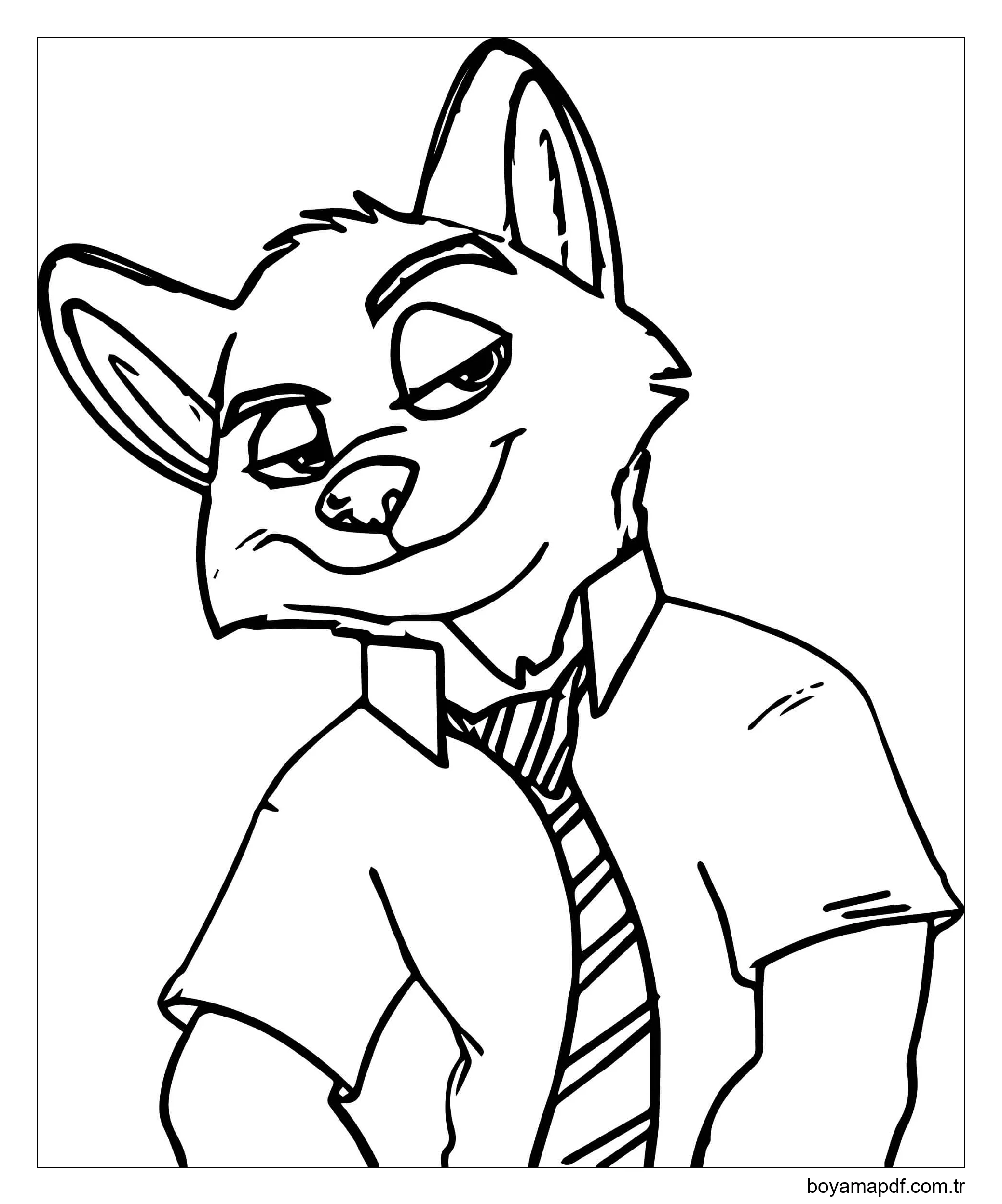 Nick Wilde Gülümseyerek Boyama Sayfası