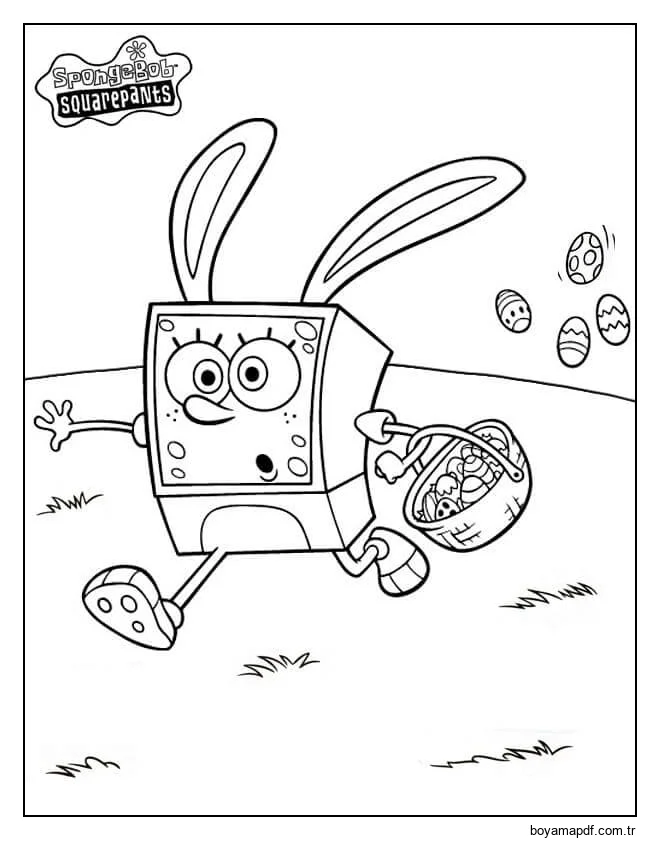 Paskalya Tavşanı Sünger Bob Boyama Sayfası