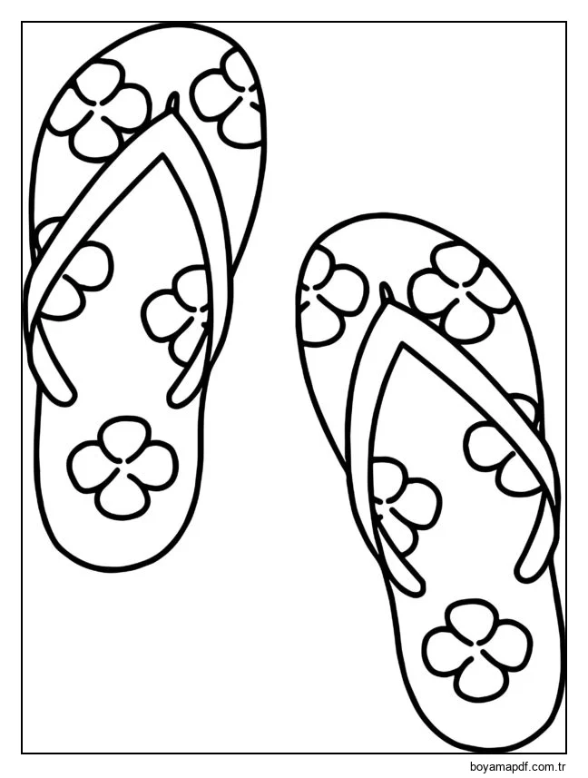 Plaj için lastik ayakkabılar. Boyama Sayfası
