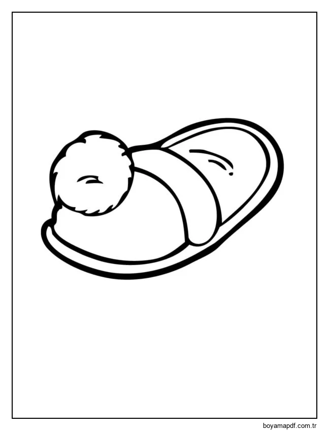 Ponponlu ev terliği Boyama Sayfası