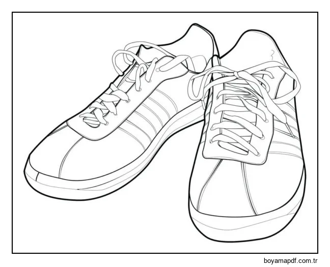 Renkli erkek spor ayakkabı Boyama Sayfası