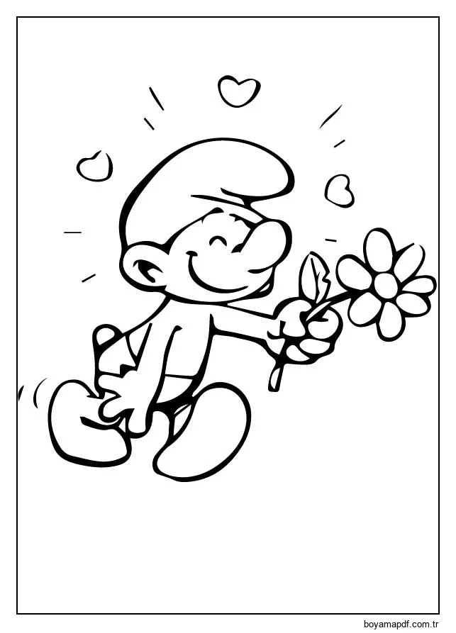 Romantik Şirin Boyama Sayfası