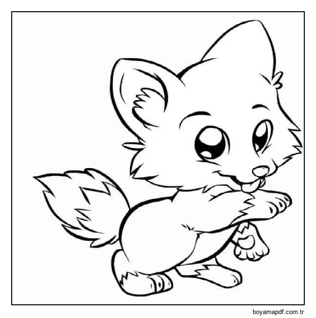 Sevimli Bebek Tilki Boyama Sayfası