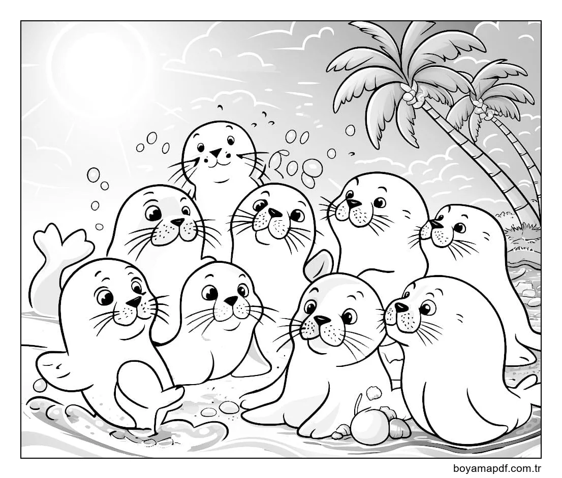 Sevimli fok Boyama Sayfası