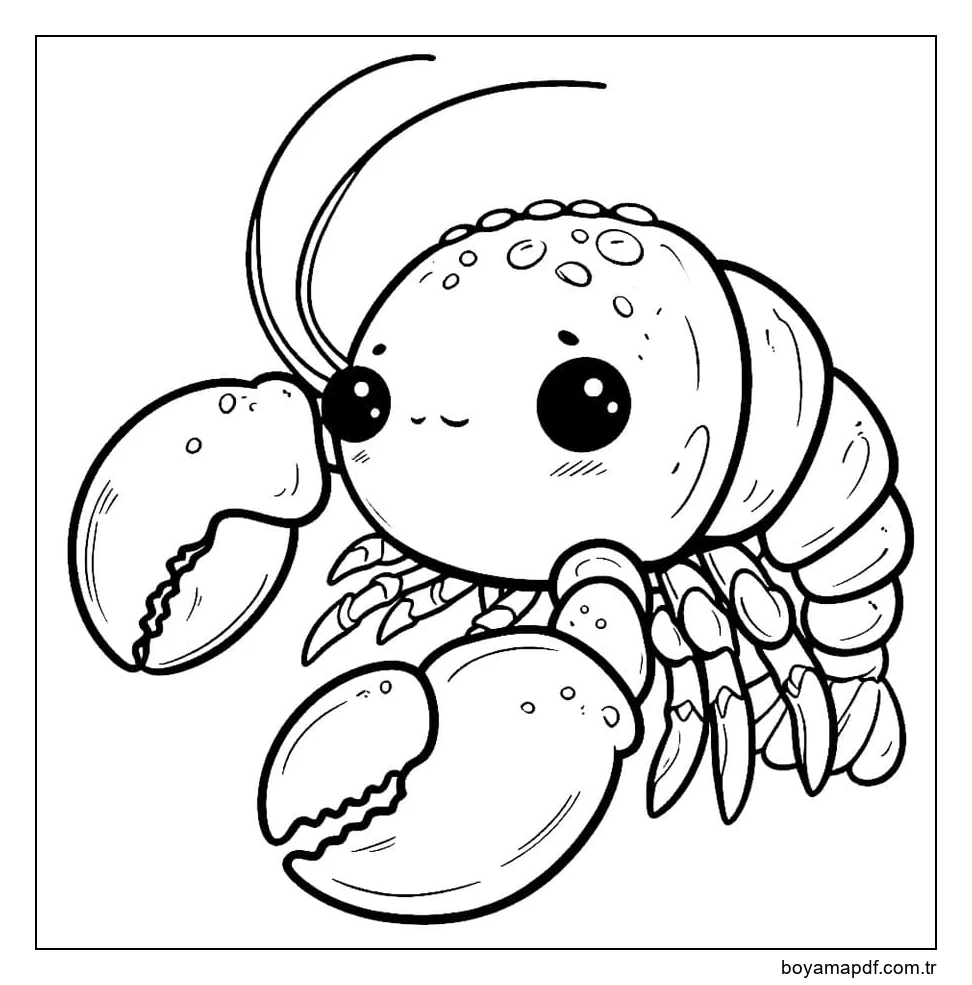 Sevimli ıstakoz taslağı Boyama Sayfası
