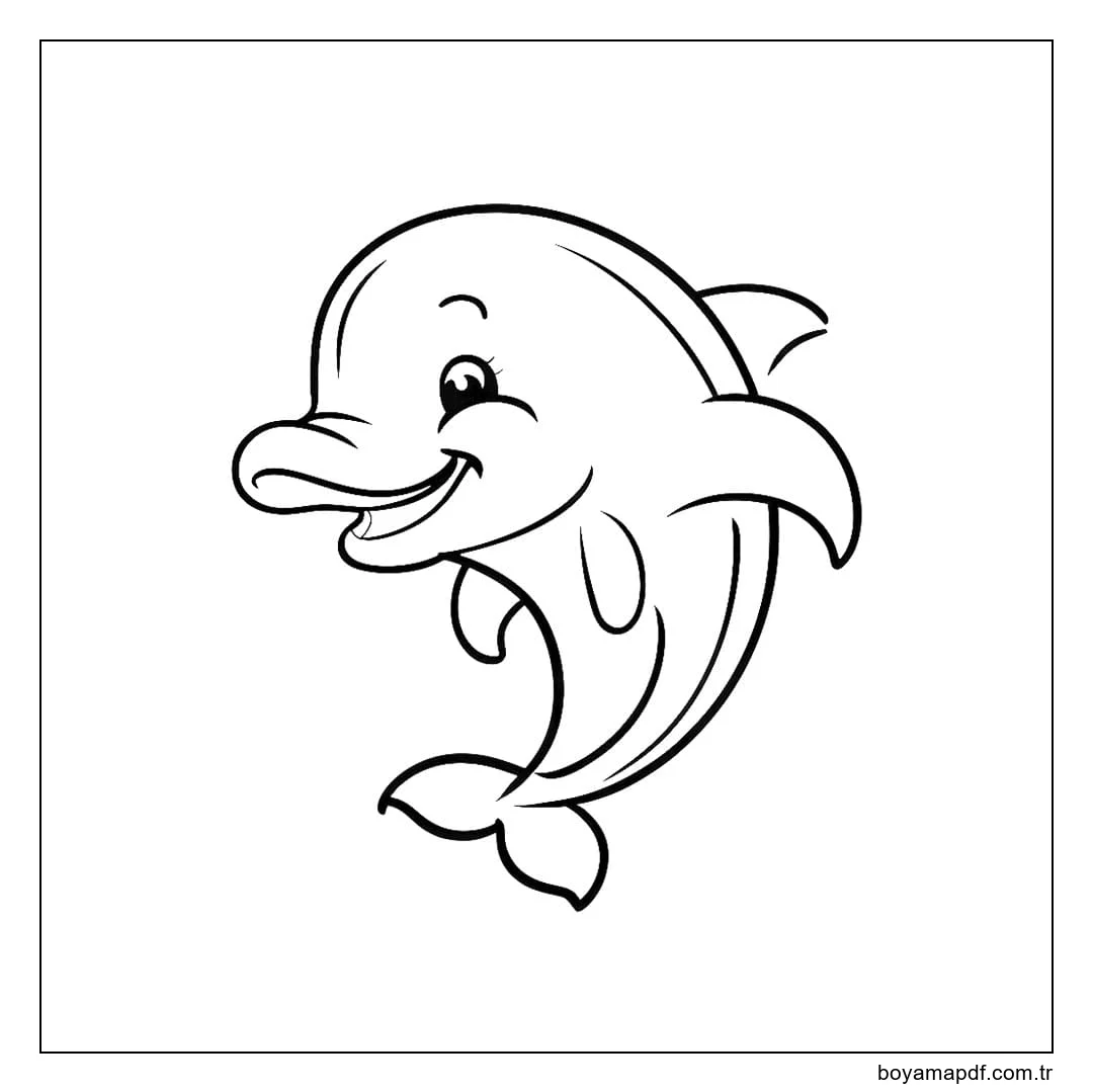 Sevimli yunus taslağı Boyama Sayfası
