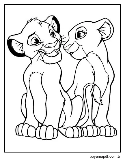 Simba çift ve Kız Arkadaşı Boyama Sayfası