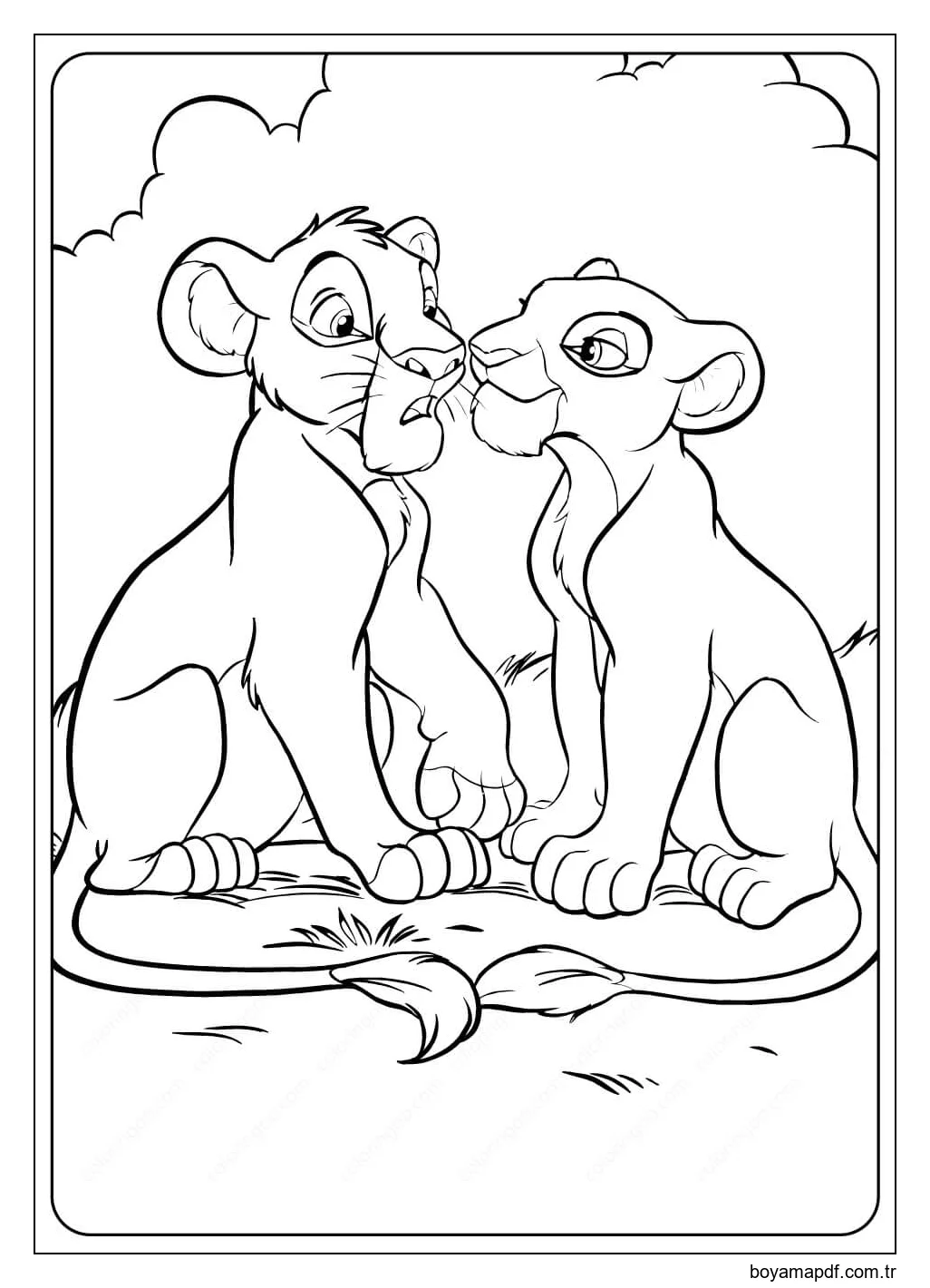 Simba ve Nala çifti Boyama Sayfası