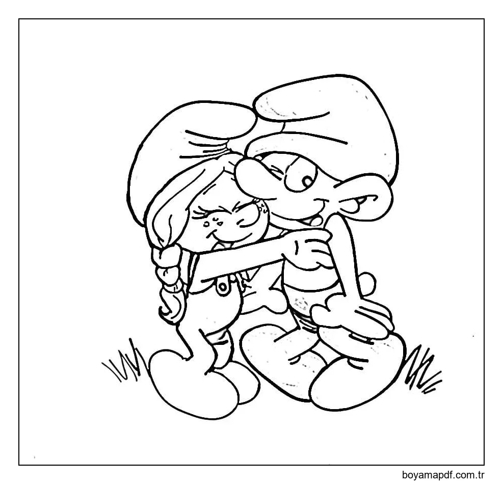 Şirinler çiz Boyama Sayfası