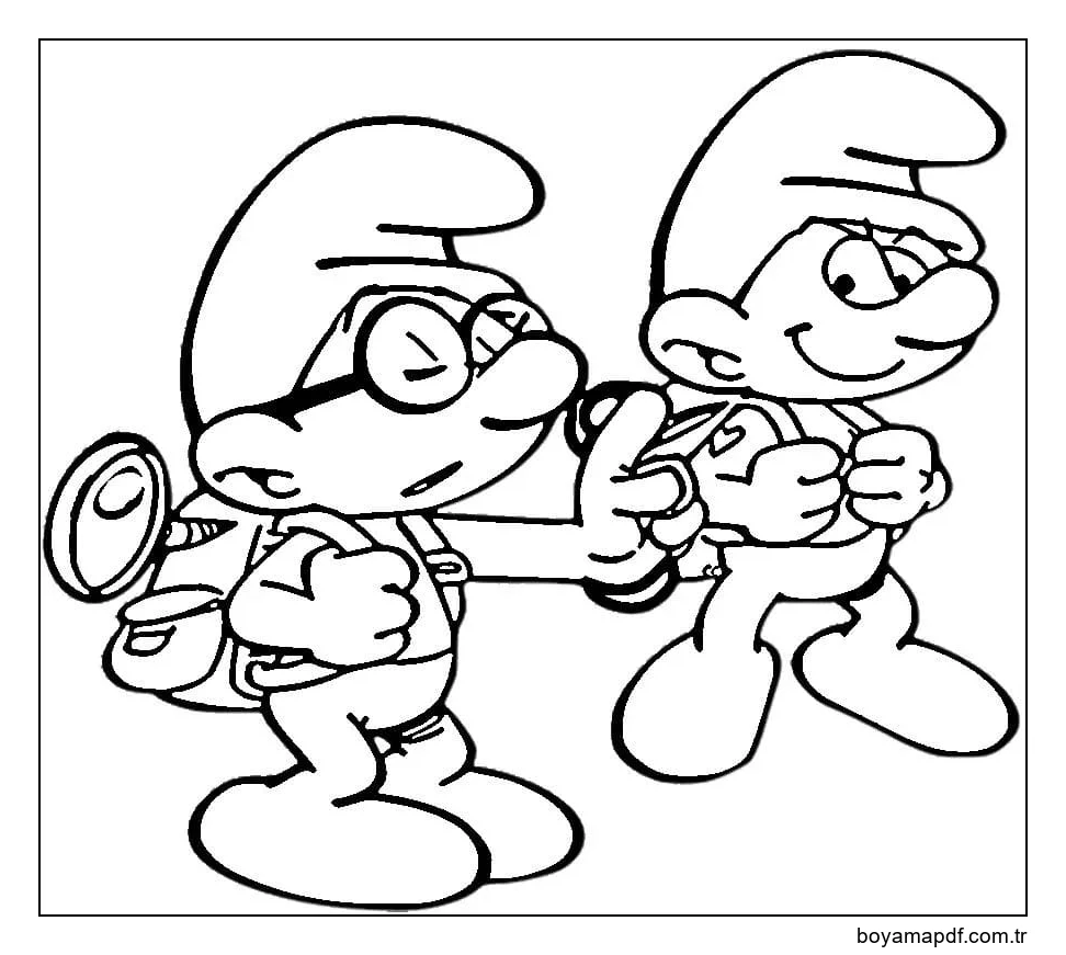 Şirinler çiz yazdırılabilir Boyama Sayfası