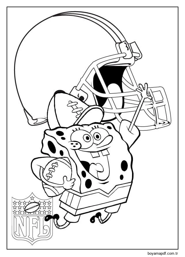 Sünger Bob Cleveland Kahverengi Beyzbol Şapkalı Boyama Sayfası