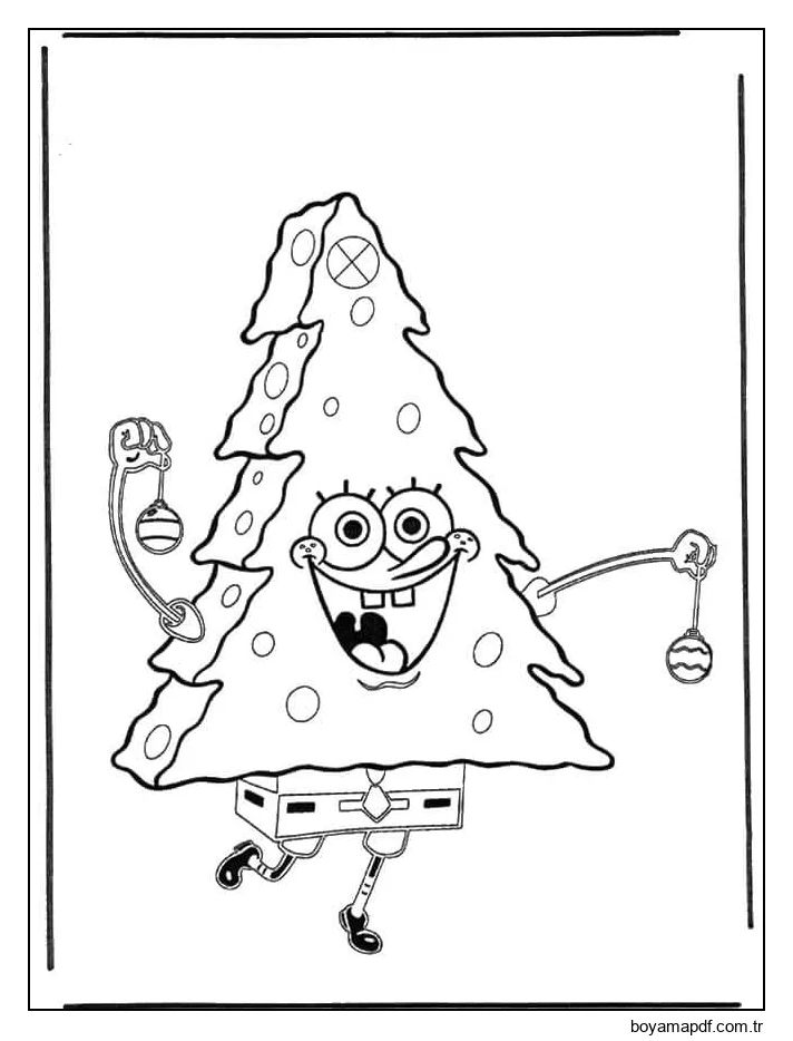 Sünger Bob Noel Ağacı Boyama Sayfası