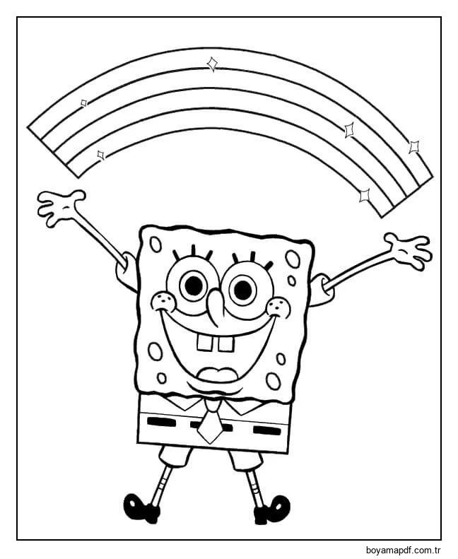 Sünger Bob ve Gökkuşağı Boyama Sayfası