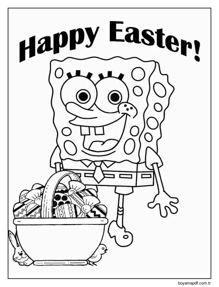 Sünger Bob ve Paskalya Yumurtaları Boyama Sayfası