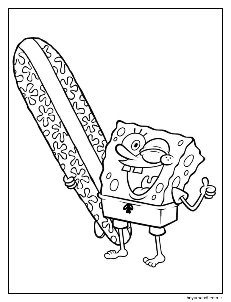 Sünger Bob ve Sörf Tahtası Boyama Sayfası