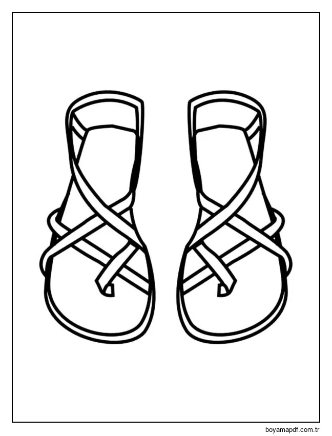 Tertemiz kadın sandaleti. Boyama Sayfası