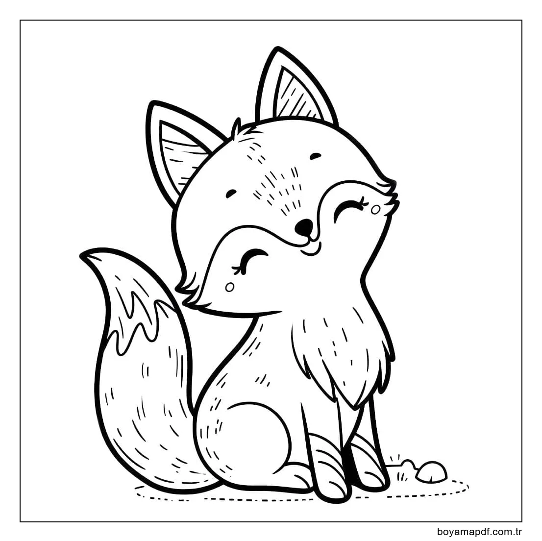 Tilki temel çizimi Boyama Sayfası