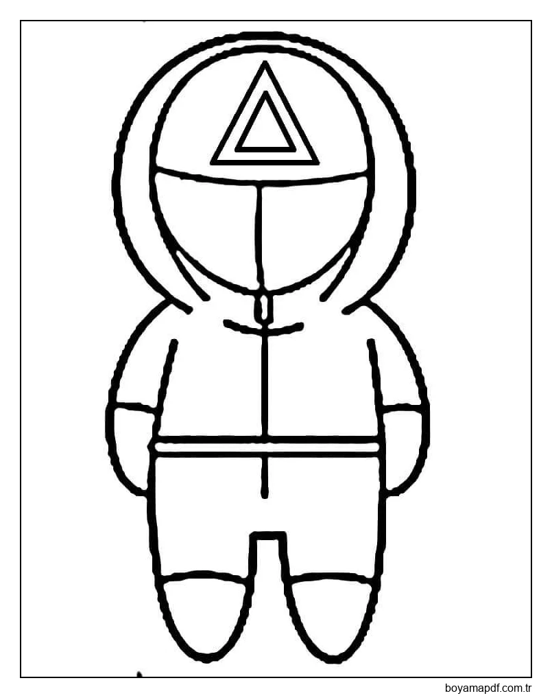 Üçgen Kırmızı Muhafız Üniforma Chibi Boyama Sayfası