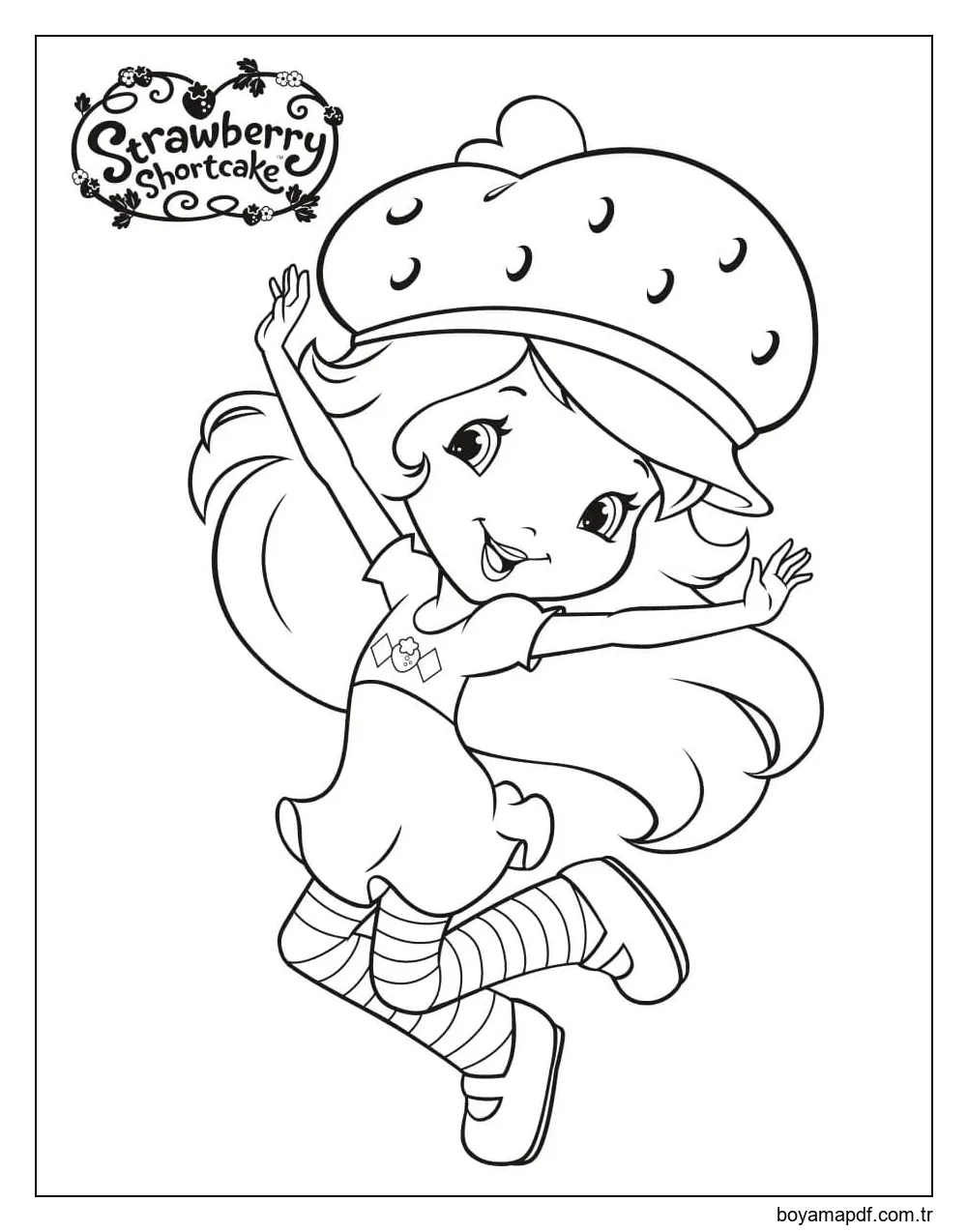 Ücretsiz Yazdırılabilir Çilekli Pasta Boyama Sayfası