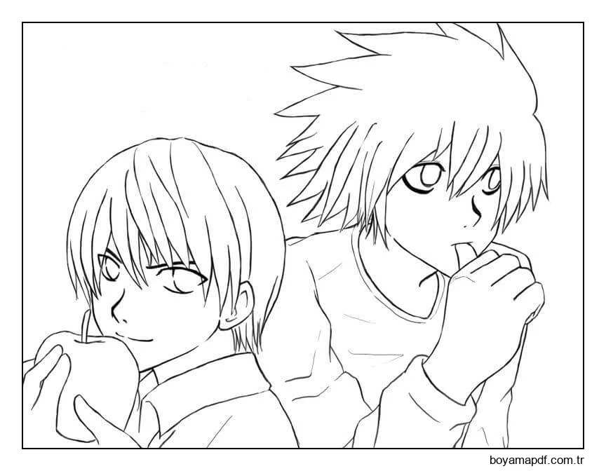 Yagami Raito Ve L Boyama Sayfası
