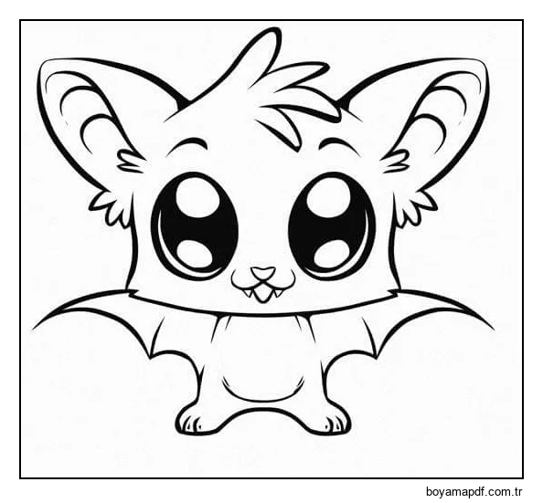 Yarasa Kawaii Boyama Sayfası