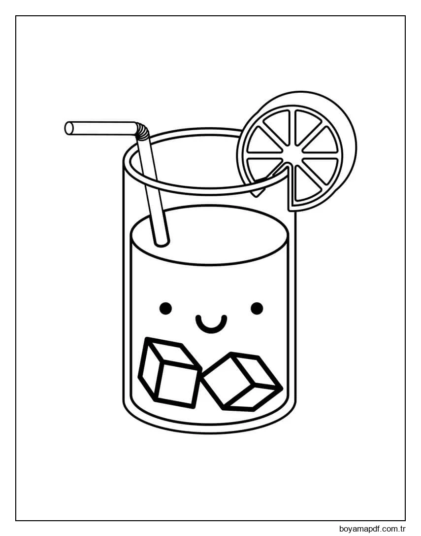 Yaz Kawaii İçecek Boyama Sayfası