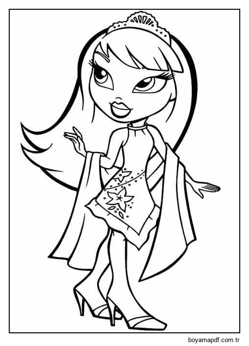 Yazdırılabilir Bratz Görüntü Anahat Boyama Sayfası