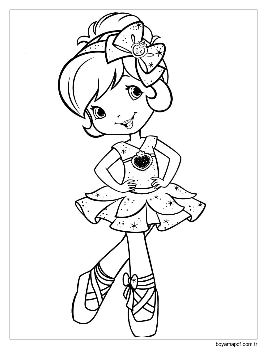 Yazdırılabilir Çilekli Pasta Boyama Sayfası