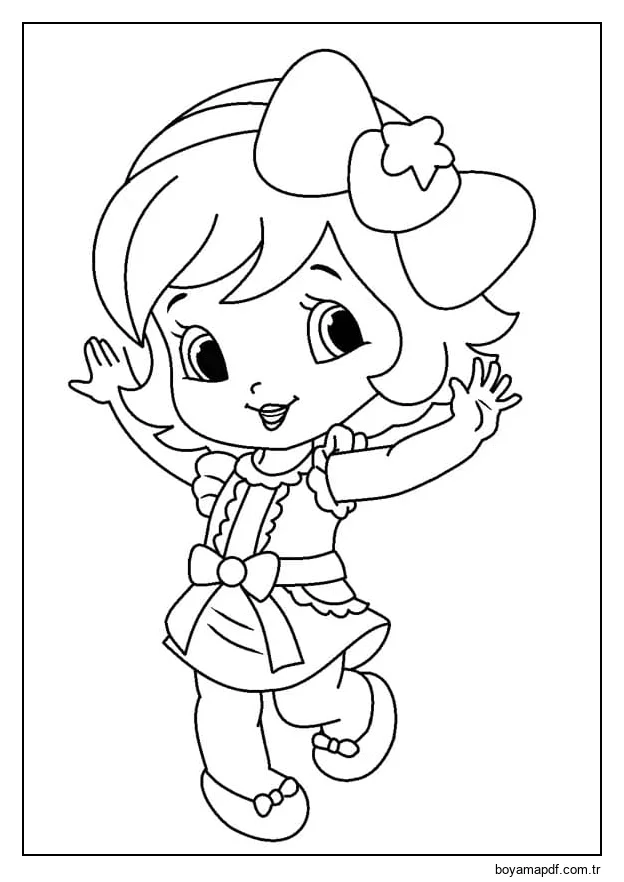 Yazdırılabilir Şirin Çilekli Pasta Boyama Sayfası