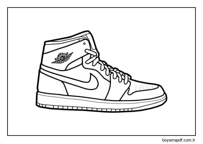 Yüksek top spor ayakkabı Boyama Sayfası