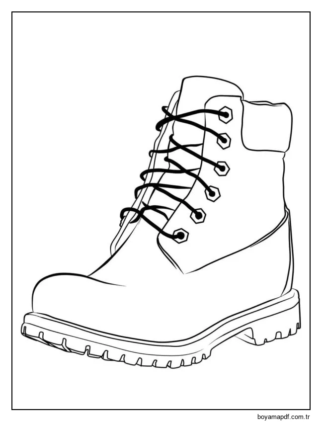 Yürüyüş için yüksek bilekli spor ayakkabı Boyama Sayfası