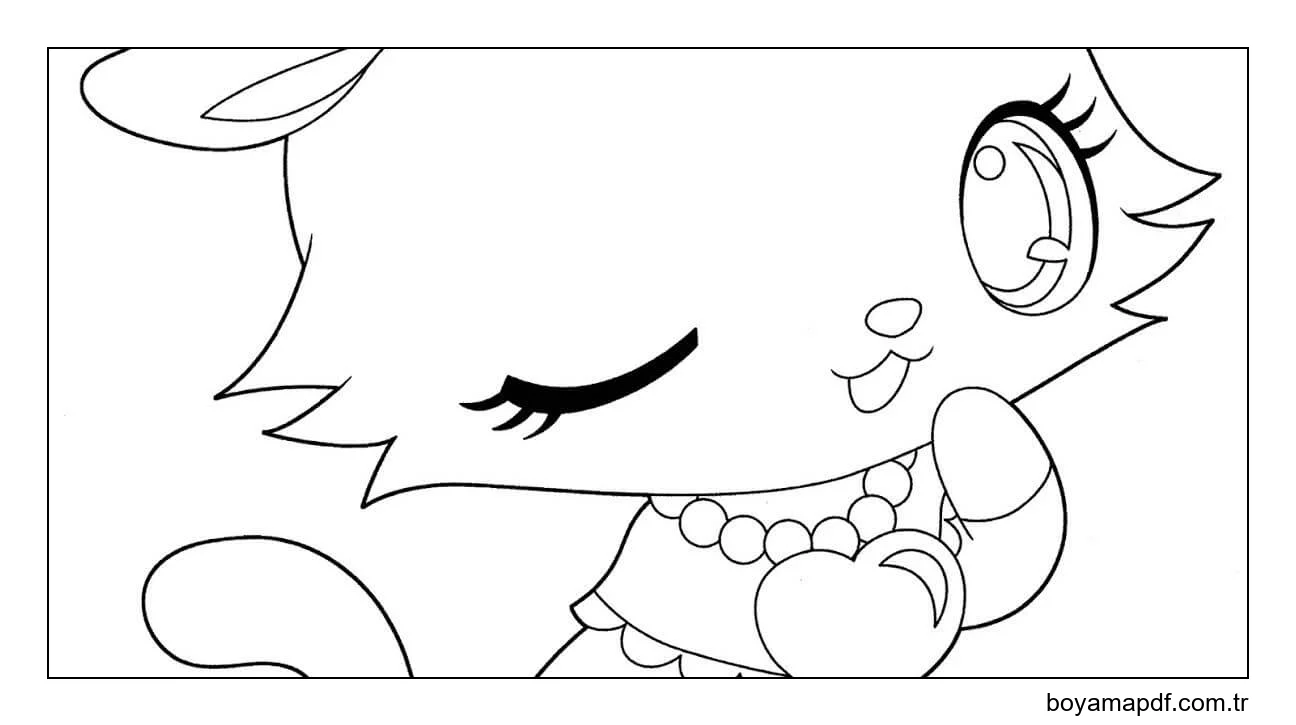 Yüz Kedi Kawaii Boyama Sayfası