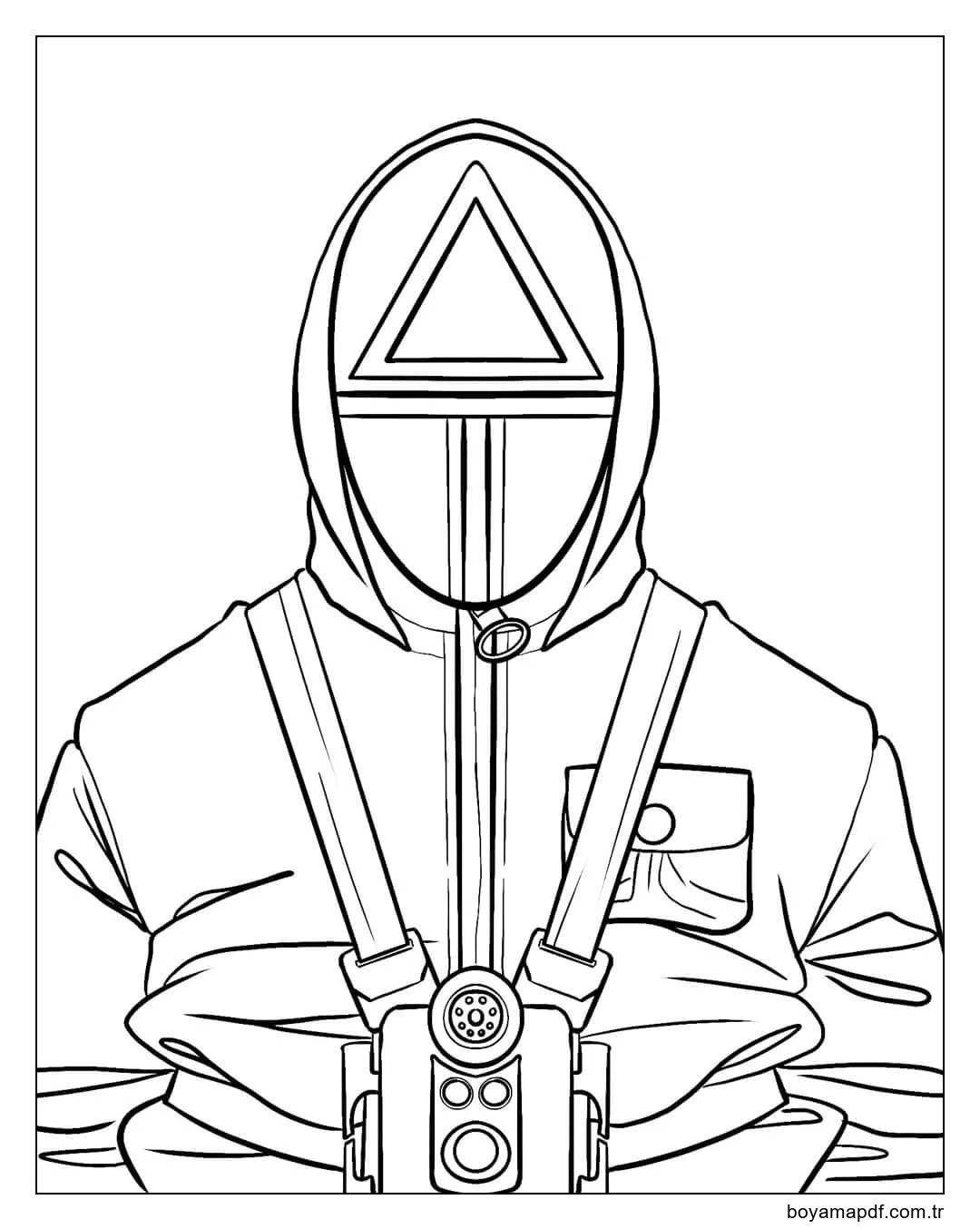 Yüz Üçgen Kırmızı Muhafız Üniforma Boyama Sayfası