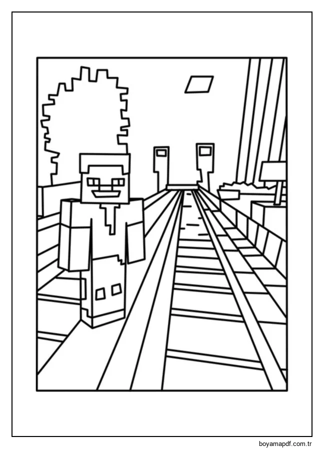 Aferin, bir demiryolu inşa ettim! Boyama Sayfası