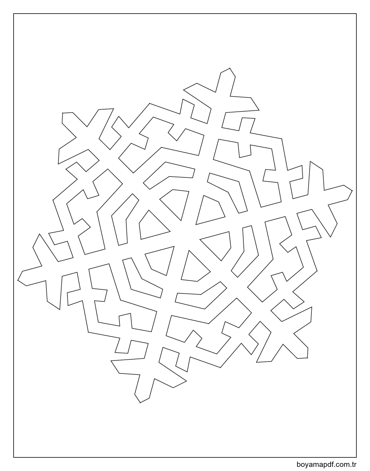 Altı Sivri Kristal Kar Tanesi Boyama Sayfası