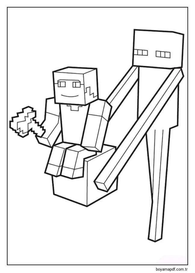 Ana karakter Slender Man ile eğleniyor Boyama Sayfası