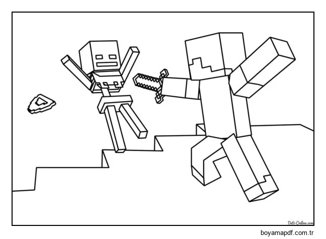 Bir hamle ve bir zombi uçuruma uçar. Boyama Sayfası