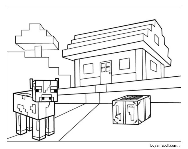 Bir inek alet kutusunun yanında duruyor Boyama Sayfası