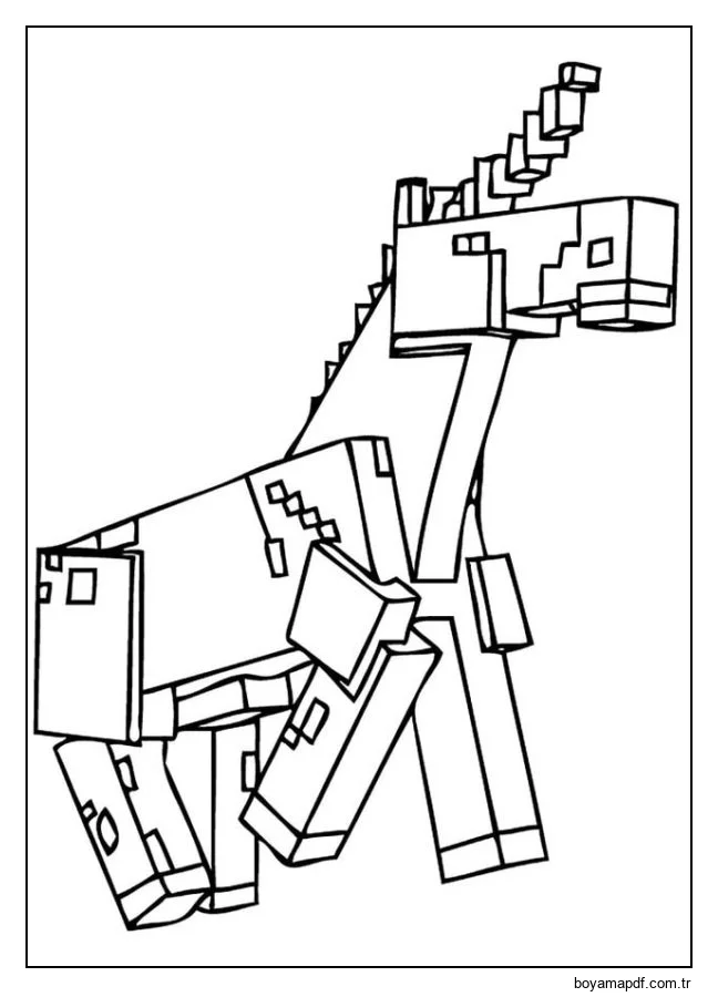 Büyülü tek boynuzlu at Minecraft'ta da var Boyama Sayfası