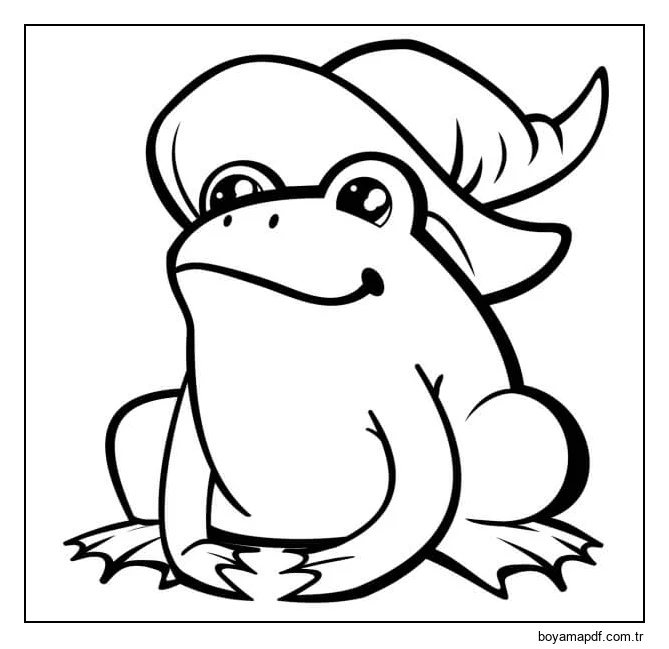 Cadı Şapkalı Kurbağa Boyama Sayfası